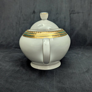 Norishega Fine Porcelain Teapot Pair (24K Gold & Geometric Band Collection), Circa 1960s 🇯🇵✨⚜️