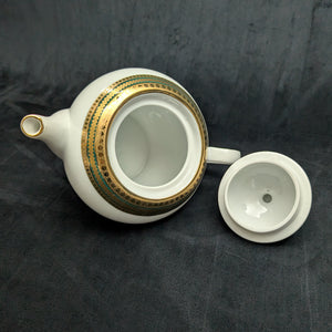 Norishega Fine Porcelain Teapot Pair (24K Gold & Geometric Band Collection), Circa 1960s 🇯🇵✨⚜️