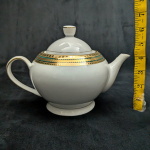 Norishega Fine Porcelain Teapot Pair (24K Gold & Geometric Band Collection), Circa 1960s 🇯🇵✨⚜️