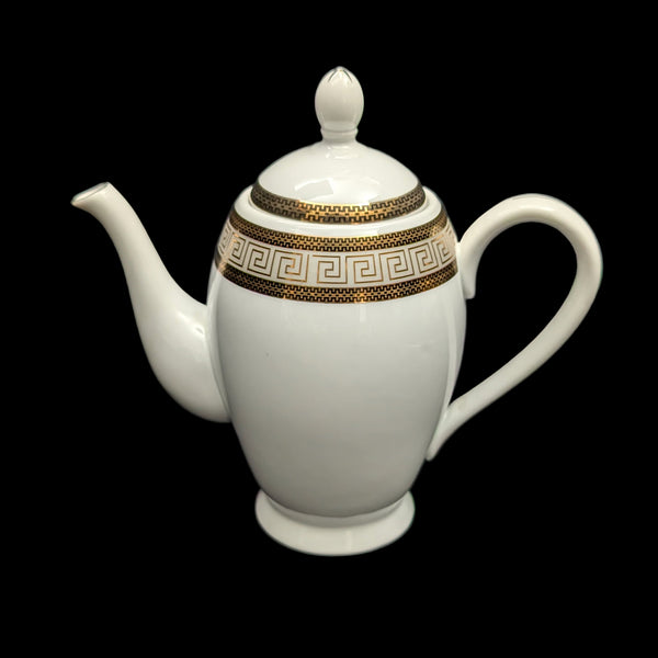 Fine Porcelain Teapot (Gold Greek Key / Meander Pattern), Chattanooga Series, Circa 1990s ⚜️🏺✨