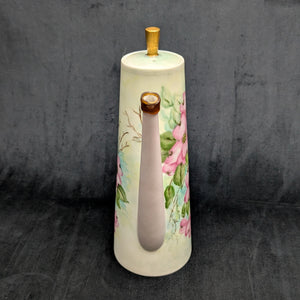 Hand-Painted Coffee Pot (Pink Dogwood Floral with Signed Inscription to Claudia), Mid-Century Art Ceramic 🌸✍️💖