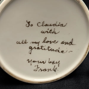 Hand-Painted Coffee Pot (Pink Dogwood Floral with Signed Inscription to Claudia), Mid-Century Art Ceramic 🌸✍️💖