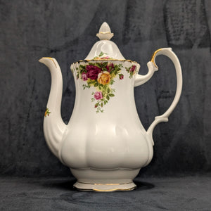 Royal Albert Old Country Roses Coffee/Tea Pot (Bone China, Tall Fluted Form), Circa 1980s 👑🌹⚜️