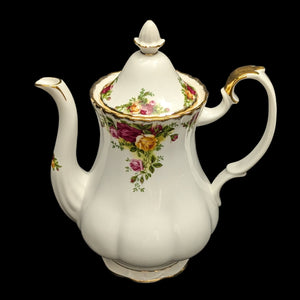 Royal Albert Old Country Roses Coffee/Tea Pot (Bone China, Tall Fluted Form), Circa 1980s 👑🌹⚜️