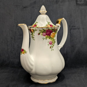 Royal Albert Old Country Roses Coffee/Tea Pot (Bone China, Tall Fluted Form), Circa 1980s 👑🌹⚜️