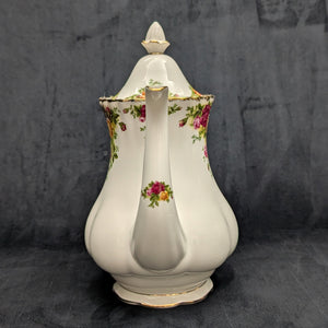 Royal Albert Old Country Roses Coffee/Tea Pot (Bone China, Tall Fluted Form), Circa 1980s 👑🌹⚜️