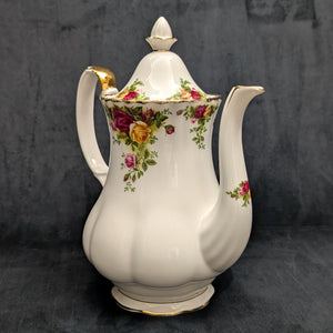 Royal Albert Old Country Roses Coffee/Tea Pot (Bone China, Tall Fluted Form), Circa 1980s 👑🌹⚜️