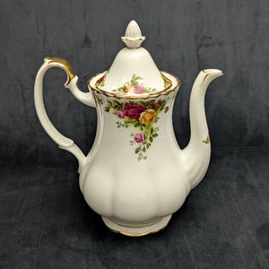 Royal Albert Old Country Roses Coffee/Tea Pot (Bone China, Tall Fluted Form), Circa 1980s 👑🌹⚜️