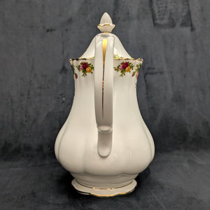 Royal Albert Old Country Roses Coffee/Tea Pot (Bone China, Tall Fluted Form), Circa 1980s 👑🌹⚜️