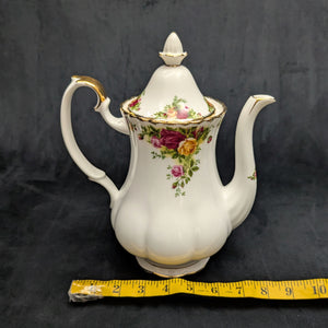 Royal Albert Old Country Roses Coffee/Tea Pot (Bone China, Tall Fluted Form), Circa 1980s 👑🌹⚜️