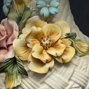 Capodimonte Style Ornamental Coffee Pot (Basket Weave, Applied Flowers, Made in Italy), Circa 1960s 🇮🇹👑🌹