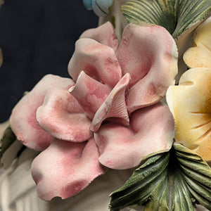 Capodimonte Style Ornamental Coffee Pot (Basket Weave, Applied Flowers, Made in Italy), Circa 1960s 🇮🇹👑🌹