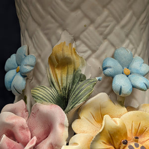 Capodimonte Style Ornamental Coffee Pot (Basket Weave, Applied Flowers, Made in Italy), Circa 1960s 🇮🇹👑🌹