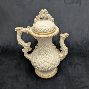 Capodimonte Style Ornamental Coffee Pot (Basket Weave, Applied Flowers, Made in Italy), Circa 1960s 🇮🇹👑🌹