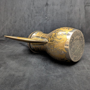 Arabian Brass Dallah Coffee Pot (Crossed Swords Engraving and Etched Foliate Design), Circa 1950s 🇸🇦☕️⚔️