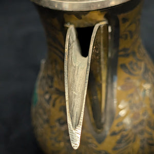 Arabian Brass Dallah Coffee Pot (Crossed Swords Engraving and Etched Foliate Design), Circa 1950s 🇸🇦☕️⚔️