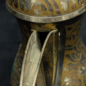 Arabian Brass Dallah Coffee Pot (Crossed Swords Engraving and Etched Foliate Design), Circa 1950s 🇸🇦☕️⚔️