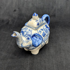 Miniature Blue & White Elephant Teapot (Thai Export Ceramic) 🐘💙🇹🇭