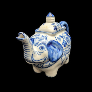 Miniature Blue & White Elephant Teapot (Thai Export Ceramic) 🐘💙🇹🇭
