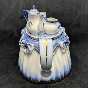 Figural "Tea Table" Teapot with Miniature Set (KPM-Style Mark), Circa Late 20th Century 💙👑✨