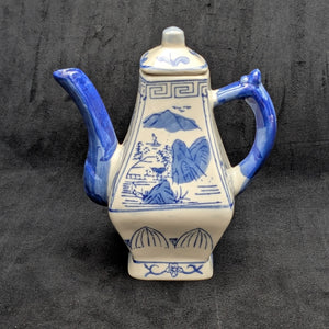 Miniature Blue & White Chinese Landscape Teapot (Decoration Only, Marked "Not For Food") 🇨🇳🏔️🚫
