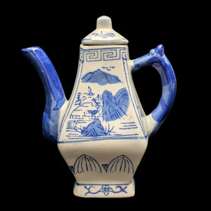 Miniature Blue & White Chinese Landscape Teapot (Decoration Only, Marked "Not For Food") 🇨🇳🏔️🚫