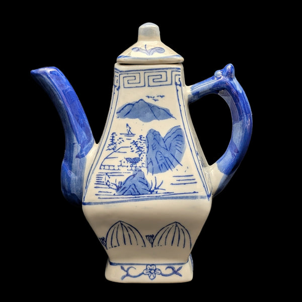 Miniature Blue & White Chinese Landscape Teapot (Decoration Only, Marked "Not For Food") 🇨🇳🏔️🚫
