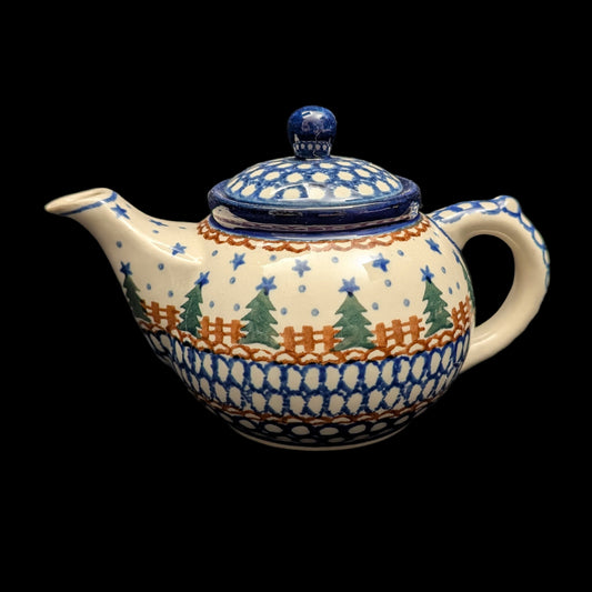 Miniature Polish Pottery Teapot (Bolesławiec, Christmas) 🇵🇱🎄🌟