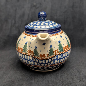 Miniature Polish Pottery Teapot (Bolesławiec, Christmas) 🇵🇱🎄🌟