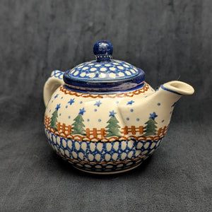 Miniature Polish Pottery Teapot (Bolesławiec, Christmas) 🇵🇱🎄🌟