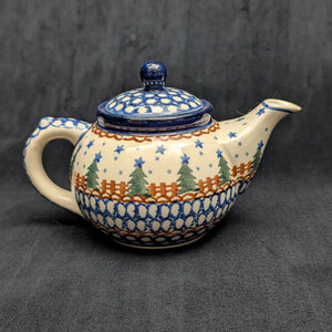 Miniature Polish Pottery Teapot (Bolesławiec, Christmas) 🇵🇱🎄🌟