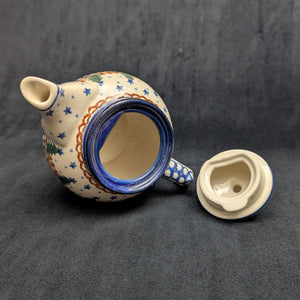 Miniature Polish Pottery Teapot (Bolesławiec, Christmas) 🇵🇱🎄🌟