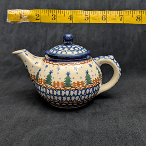 Miniature Polish Pottery Teapot (Bolesławiec, Christmas) 🇵🇱🎄🌟