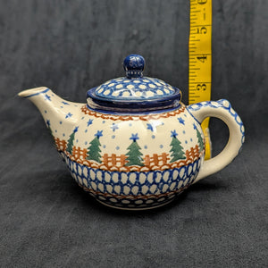 Miniature Polish Pottery Teapot (Bolesławiec, Christmas) 🇵🇱🎄🌟