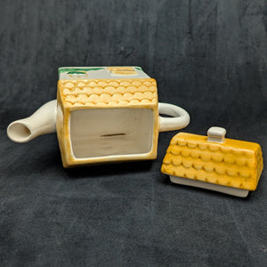 Miniature Figural House Teapot (Thatched Roof Cottage) 🏡💛🌱