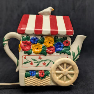Pfaltzgraff "Painterly Bouquet" Figural Teapot (Flower Cart) 🌸🛒🐦
