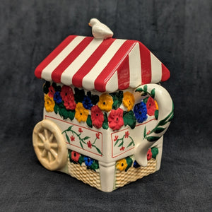 Pfaltzgraff "Painterly Bouquet" Figural Teapot (Flower Cart) 🌸🛒🐦