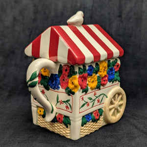 Pfaltzgraff "Painterly Bouquet" Figural Teapot (Flower Cart) 🌸🛒🐦