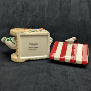 Pfaltzgraff "Painterly Bouquet" Figural Teapot (Flower Cart) 🌸🛒🐦