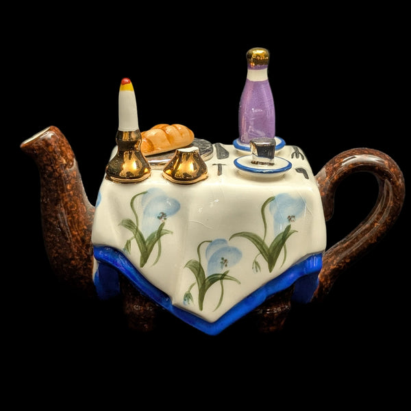 Jim Bailey Signed 1997 Miniature Figural Teapot (Dinner Table Theme) 🍽️🕯️🍷