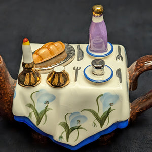 Jim Bailey Signed 1997 Miniature Figural Teapot (Dinner Table Theme) 🍽️🕯️🍷