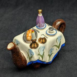 Jim Bailey Signed 1997 Miniature Figural Teapot (Dinner Table Theme) 🍽️🕯️🍷