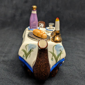 Jim Bailey Signed 1997 Miniature Figural Teapot (Dinner Table Theme) 🍽️🕯️🍷