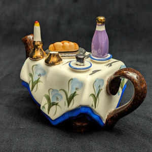 Jim Bailey Signed 1997 Miniature Figural Teapot (Dinner Table Theme) 🍽️🕯️🍷