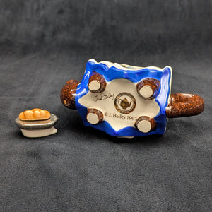 Jim Bailey Signed 1997 Miniature Figural Teapot (Dinner Table Theme) 🍽️🕯️🍷