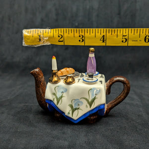 Jim Bailey Signed 1997 Miniature Figural Teapot (Dinner Table Theme) 🍽️🕯️🍷