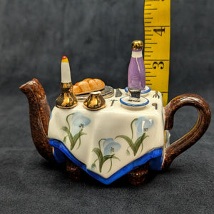 Jim Bailey Signed 1997 Miniature Figural Teapot (Dinner Table Theme) 🍽️🕯️🍷