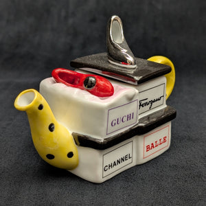 Jim Bailey Signed 1997 Miniature Figural Teapot (Fashion Theme) 👠👜💛
