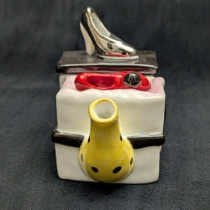 Jim Bailey Signed 1997 Miniature Figural Teapot (Fashion Theme) 👠👜💛