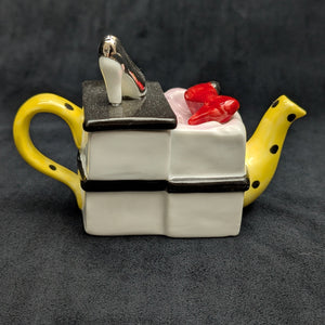 Jim Bailey Signed 1997 Miniature Figural Teapot (Fashion Theme) 👠👜💛